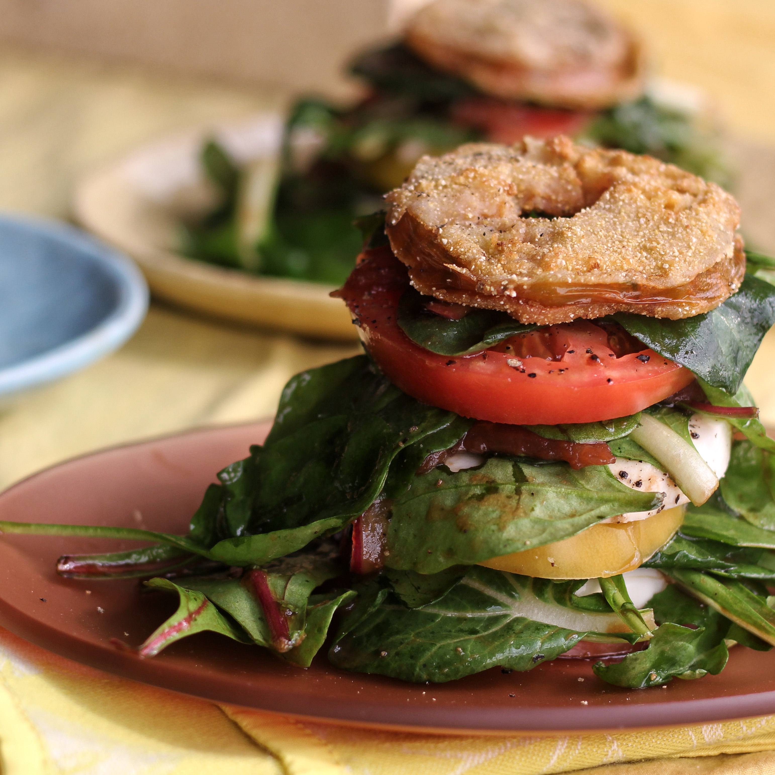 Tomato Stack Salad with Roasted Tomato Vinaigrette and